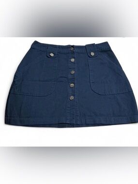Fashion Union Navy High-Waist Mini Skirt Front Buttons Pockets Summer